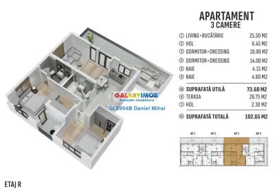 Apartament 3 camere/2bai-100mp-Loc parcare gratuit-Prelungirea Ghencea - foto 7