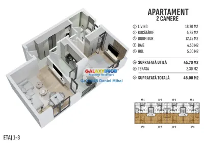 Apartament 2 cam-Bucatarie inchisa-Incalzire Pardoseala-Prel. Ghencea- - foto 8