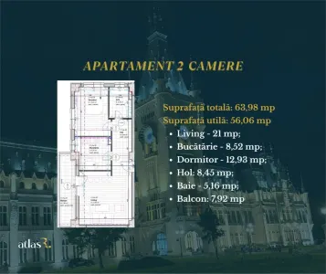 Apartament 2 camere | Intabulat | 63,98 mp | 119.995 euro - foto 10