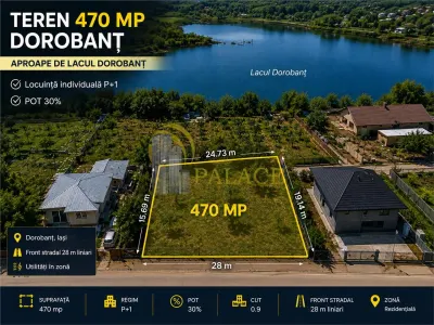 Teren 500 mp Dorobant, aproape de lac, front 28 ml, zona rezidentiala - Iasi