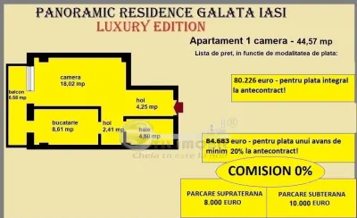 Apartament 1 camera de vanzare in Iasi, Galata, 44,57 mp, bloc nou - foto 2