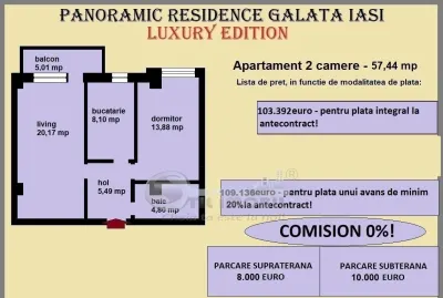 Apartament decomandat de vanzare in Iasi, Galata, 57,44 mp, bloc nou - foto 2