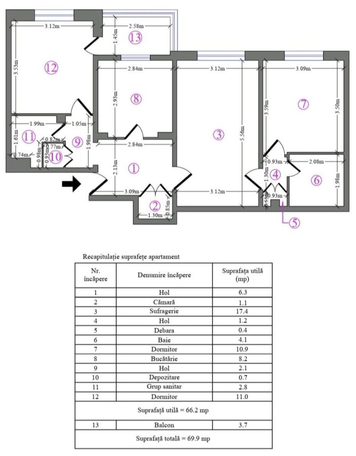 Apartament 3 camere Chișinău - Bucuresti