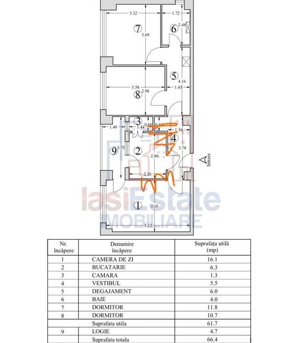 Apartament 3 camere decomandat, 67 mp, renovat - Centru, Anastasie Panu - Iasi