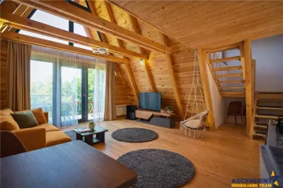 Eleganta,echipata casa A Frame, 800 mp teren,deschidere Piatra Craiului,Moieciu, Brasov - foto 4